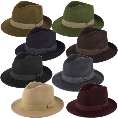 100% Wool Felt Fedora Hat with Grosgrain Band Handmade in Italy 5055988785925 eb-40778218